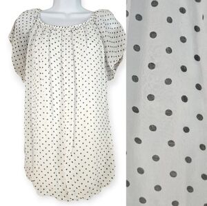 NWOT Luisa Ricci whit & black polka dot silk blouse top Womens Medium